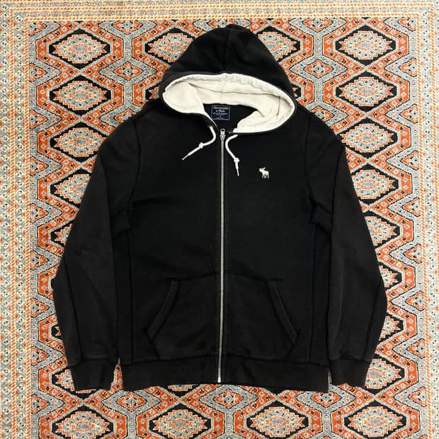 아베크롬비 사슴로고 먹색 기모 후드집업 남성S