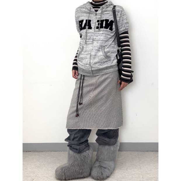 빈티지 데님 스트라이프 스커트