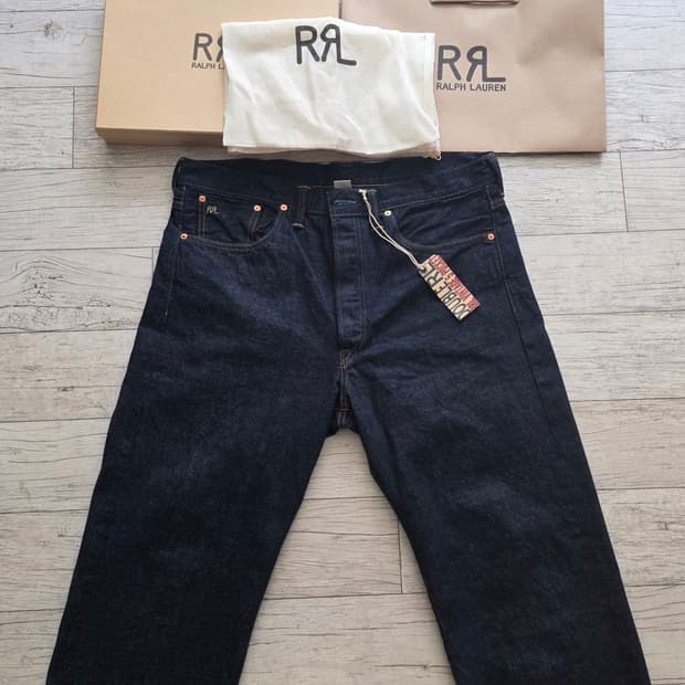 RRL 더블알엘 빈티지 파이브포켓 이스트웨스트 셀비지 데님 팬츠