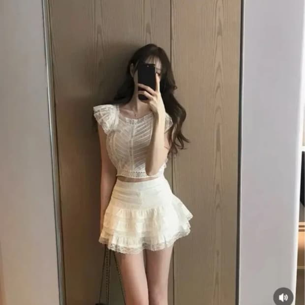 (새상품) 라벨르블랑 루루 레이스 탑,스커트 블랙&화이트