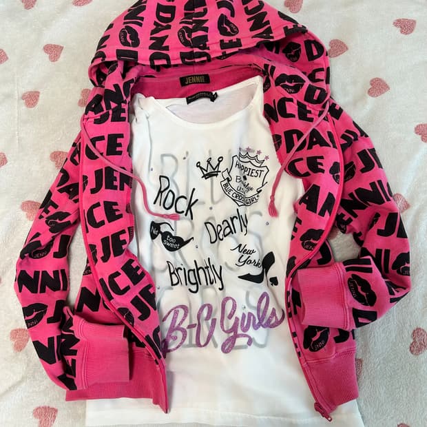 핑크 갸루 style 상의아우터 셋업