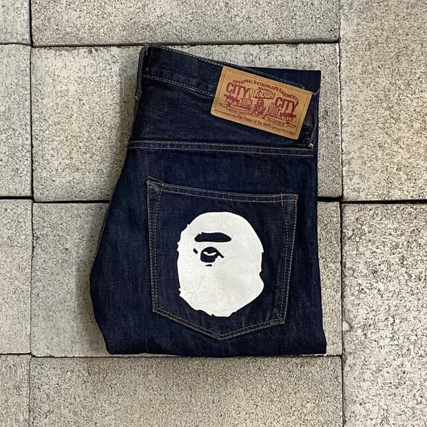 베이프 사루 헤드 데님 팬츠