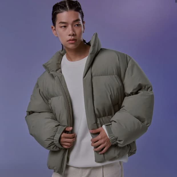 무탠다드 더스티카키 숏패딩