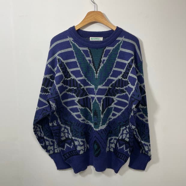 일본빈티지 기하학 니트 L - K39 