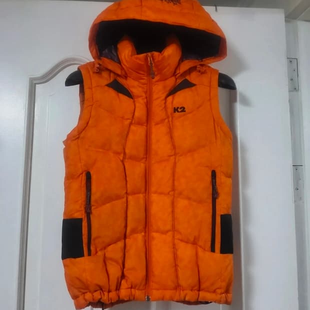 k2 오리털 패딩 조끼 덕다운  후드 집업 자켓 여자 90