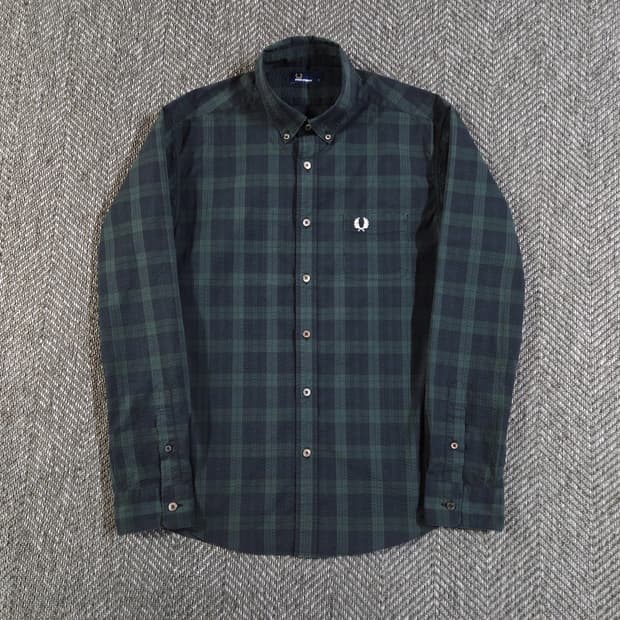프레드페리 블랙와치 타탄체크 시어커버 셔츠
