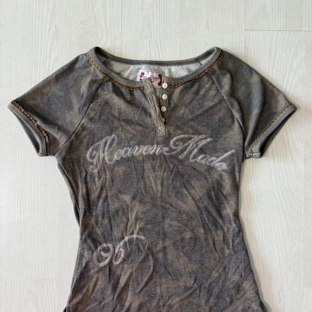 스컬프터 카모 골지 반팔티