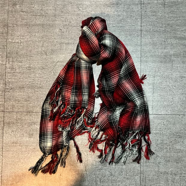 일본빈티지 하구미모리걸 아메카지너드남 타탄체크 크리스마스 테슬머플러