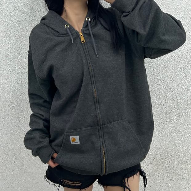 칼하트 패치로고 다크그레이 후드집업 M