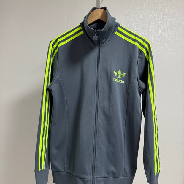 아디다스 삼선 트랙탑 그레이/그린 L