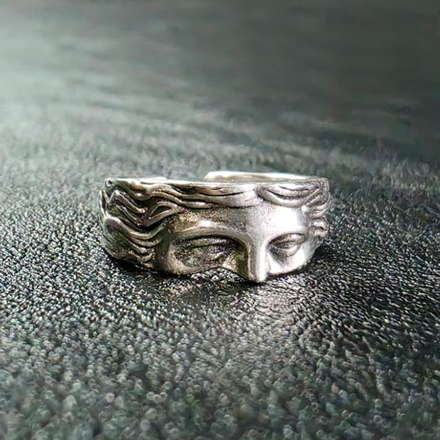 Elnor 백동 남자 엔틱 빈티지 명품 고대 얼굴 조각상 반지