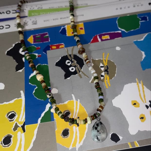 빈티지 비즈 목걸이 / moss drop necklace