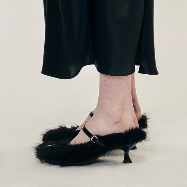 [38]시몬로샤 25fw Faux Fur Grip 뮬 힐/블랙