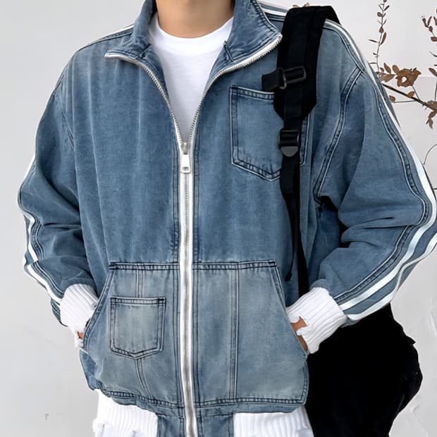 니트 빈티지 데님자켓