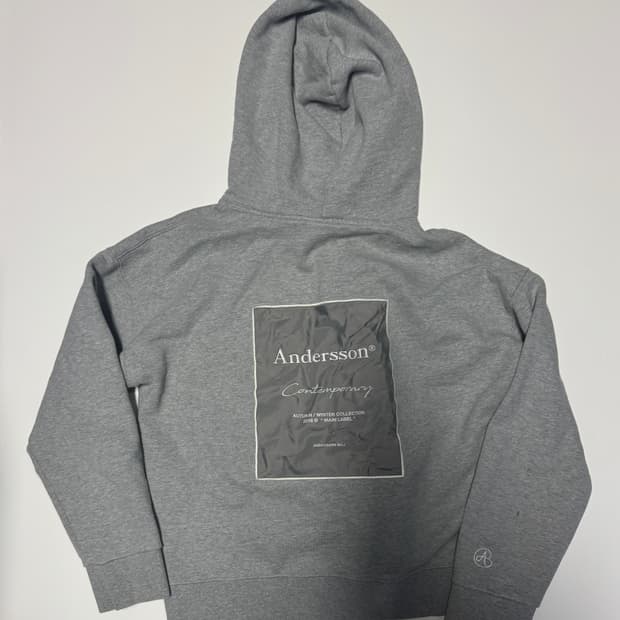 여성 앤더슨벨 뒷 프린팅 기모 후드티 S