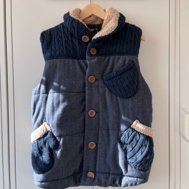 Up start 모리걸 장갑 주머니 니트 조끼 패딩