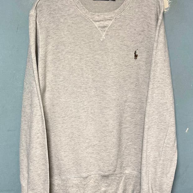 POLO 폴로 남자 와플 맨투맨 라운드넥 춘추복 캐주얼 크림색 L 100