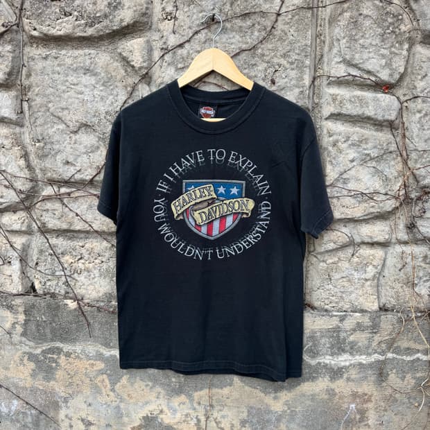 00s 할리데이비슨 빈티지 헤인즈 2004 프린팅 반팔 티셔츠 m