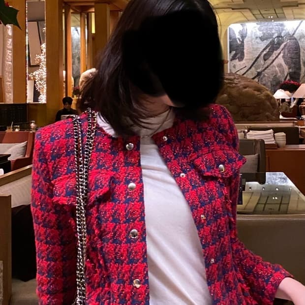 이로(Iro) 레드 트위드 자켓