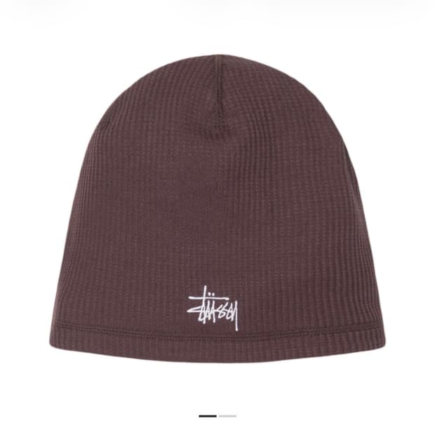 스투시 스컬캡 와플 비니 브라운