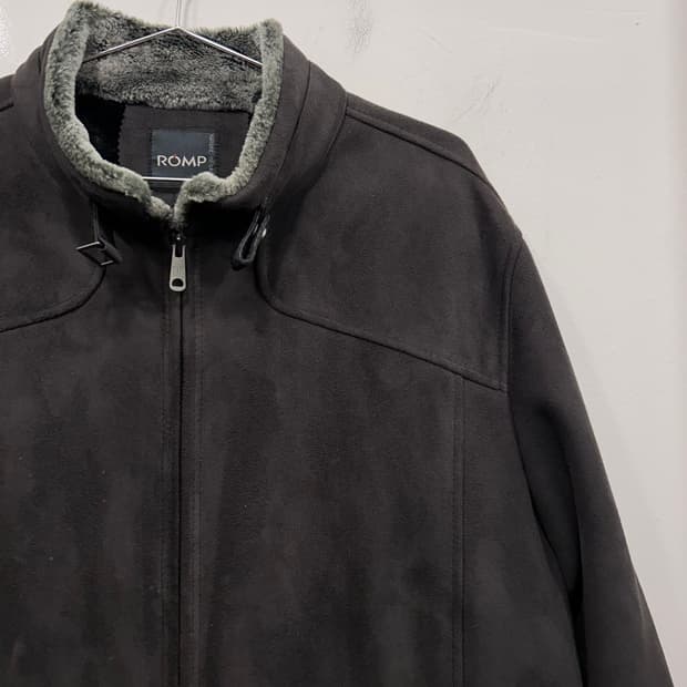 롬프 밍크헤어 하이넥 미니멀 스웨이드 자켓