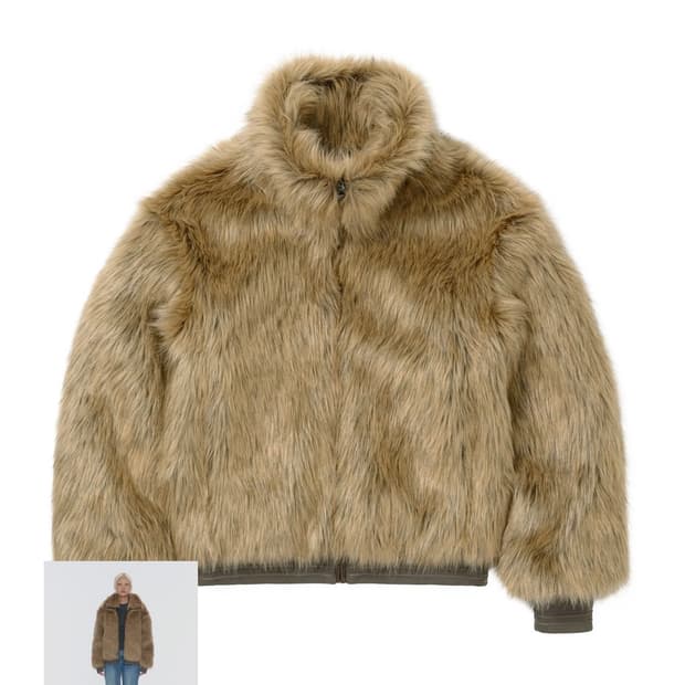 웰빙익스프레스 퍼자켓 카멜 s