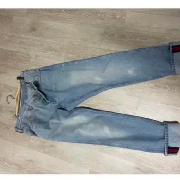구찌 밑단 웹 디테일 데님 청바지 33사이즈 30인치