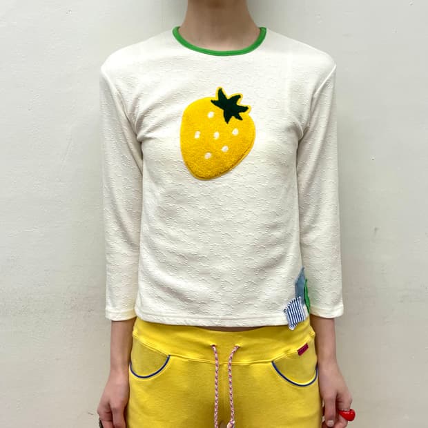 Yellow Strawberry Patchwork Half Sleeve