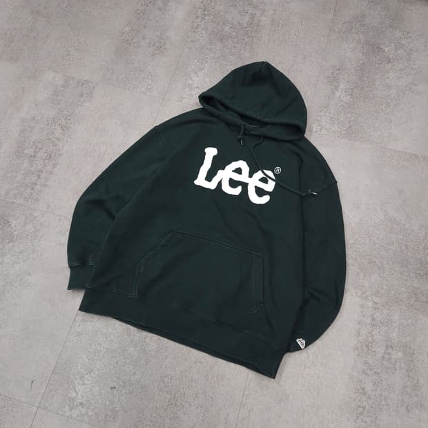 Lee 빅로고 카키 후드 티셔츠
