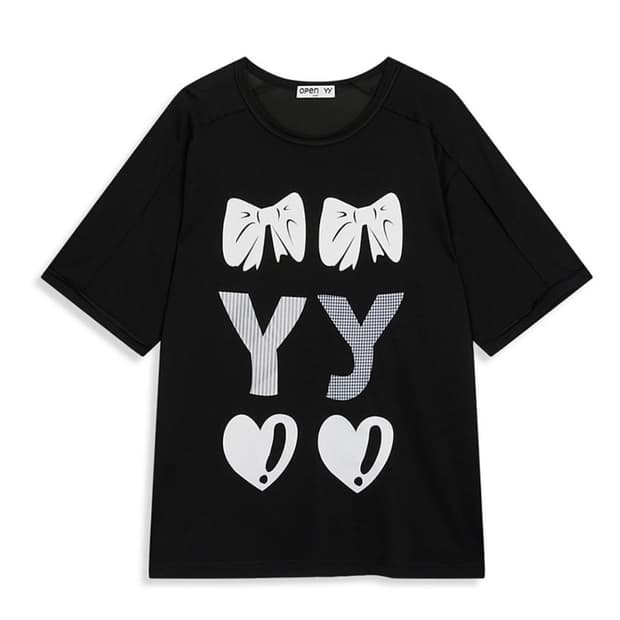 오픈와이와이 RIBBON YY T-SHIRT 블랙