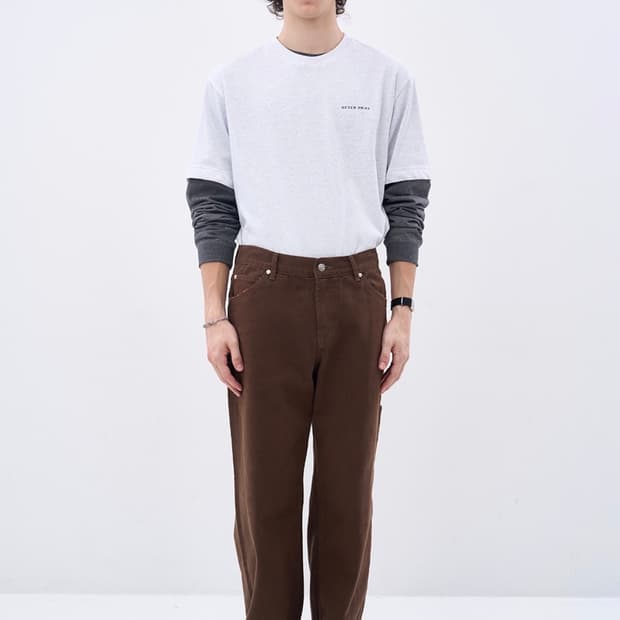 더스티드 레귤러 데님 진 브라운