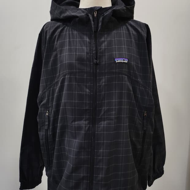 파타고니아 오버핏 체크 후드 바람막이 윈드자켓 M