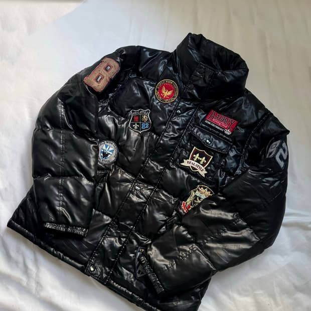 bad boy 패치디테일 하이넥 유광 패딩 자켓 점퍼 락시크 펑크 y2k