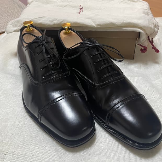 페레가모 스트레이트 팁 옥스포드 / 8.5/ 블랙