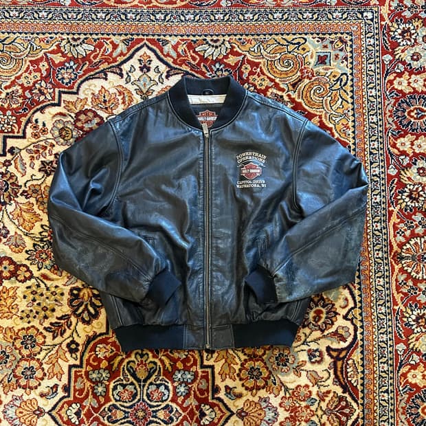 할리데이비슨 "Powertrain Operations" 레더자켓 - XL