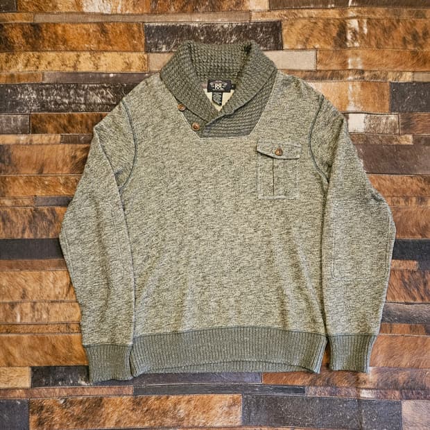 더블알엘 코튼 울 숄카라 포켓 티셔츠 