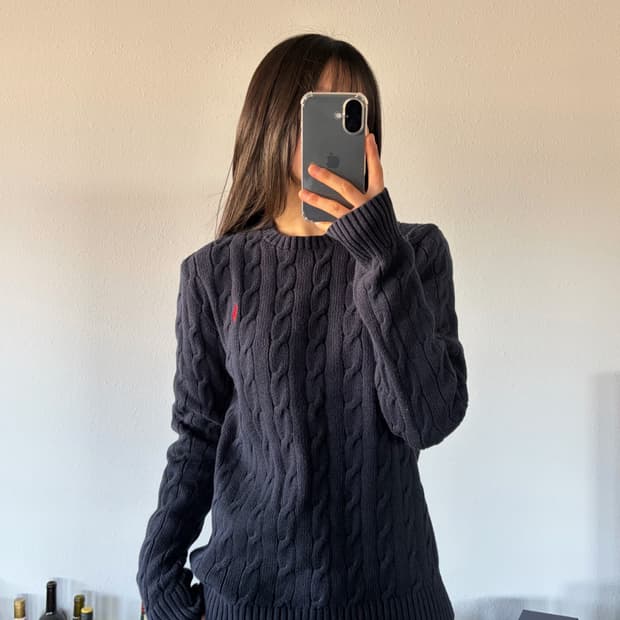 [S]폴로 랄프로렌 꽈배기 케이블 코튼 니트 네이비