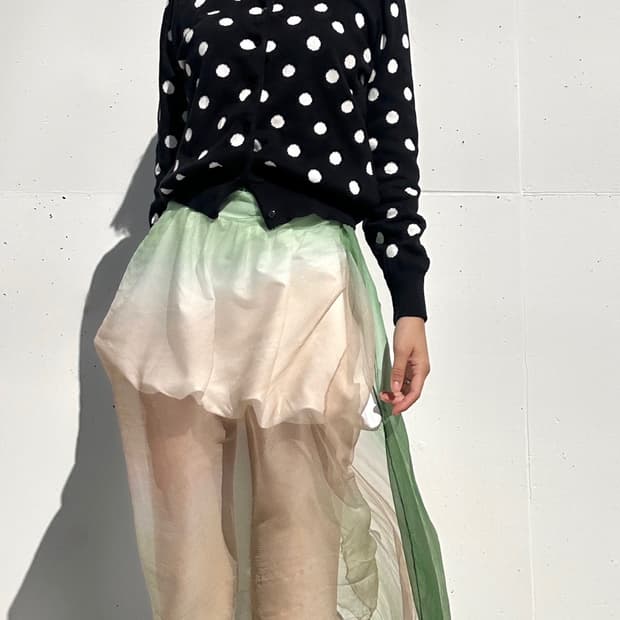 Dot simple cardigan / black