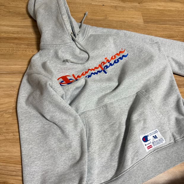 슈프림 x 챔피온 콜라보 후드티