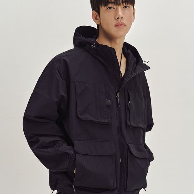[L] 세컨모놀로그 나일론 윈드 후드 필드 바람막이 자켓