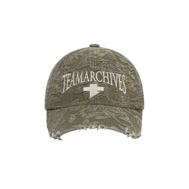 2000아카이브 자카드 카키 캡 모자