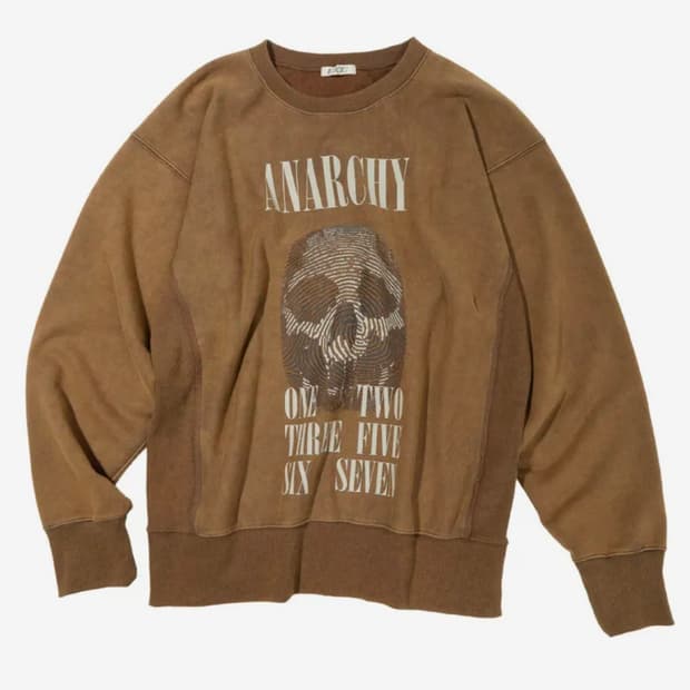 ETCE 스컬 프린팅 맨투맨 브라운