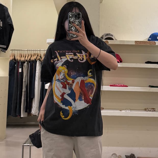 빈티지 미소녀 전사 세일러문 프린팅 반팔 티셔츠 U1637