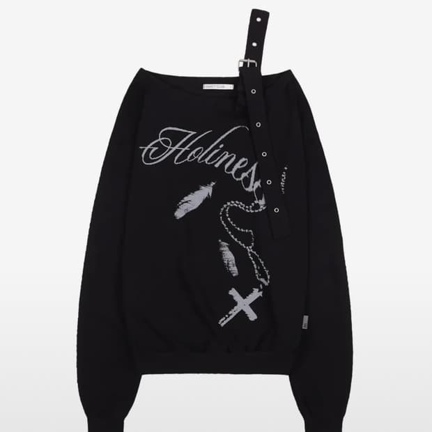 팬시클럽 원숄더 버클 스웻셔츠 블랙