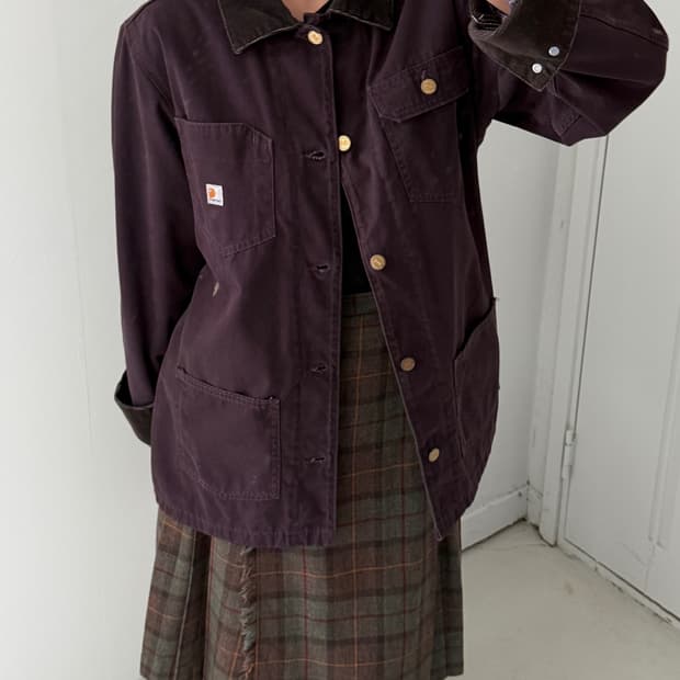 일본빈티지 체크 랩 플리츠 스커트