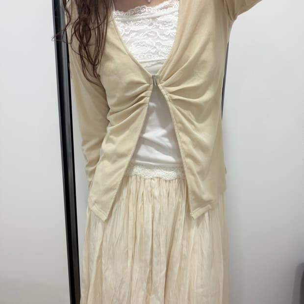 바닐라맛 코디 set 아이보리 가디건 스커트 모리 나시 