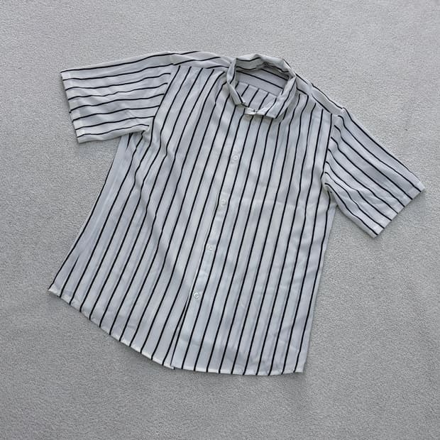 실측확인 세인트 스트라이프 반팔셔츠 0427E