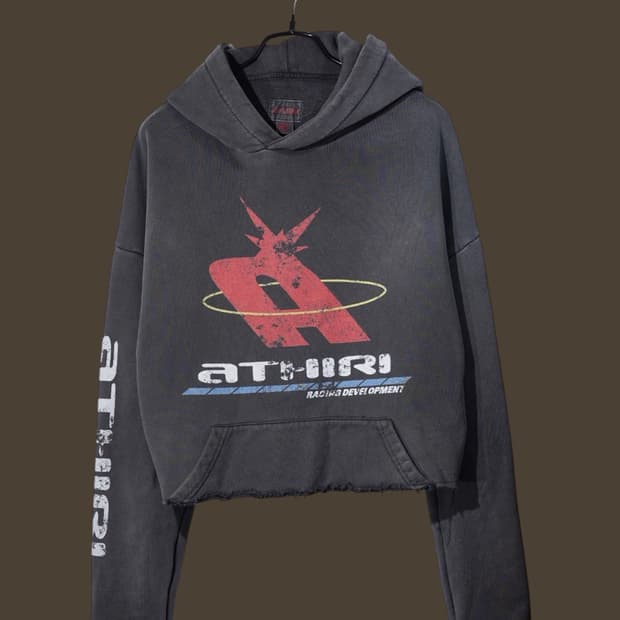Athiri 디스트레스드 그래픽 후드