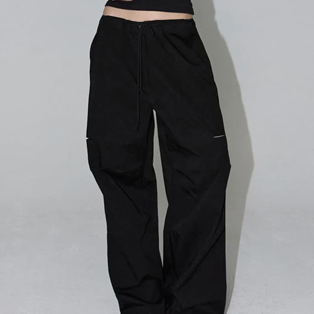 Organic Slit String Pants (black)