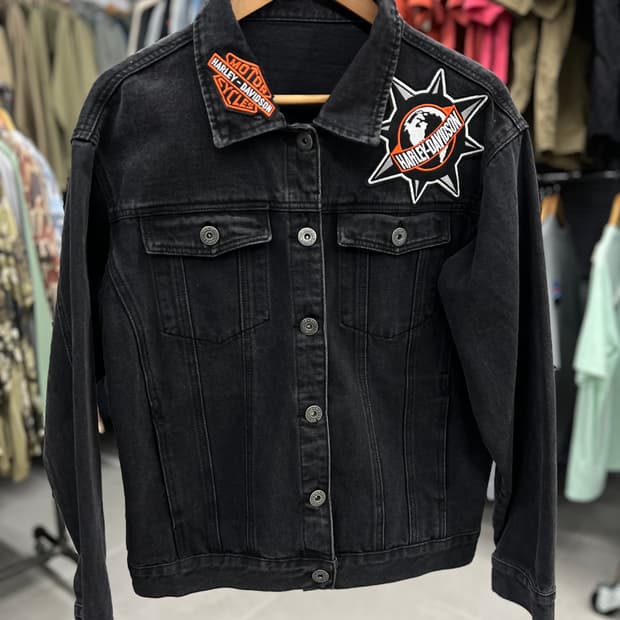 블랙 데님 할리 자켓